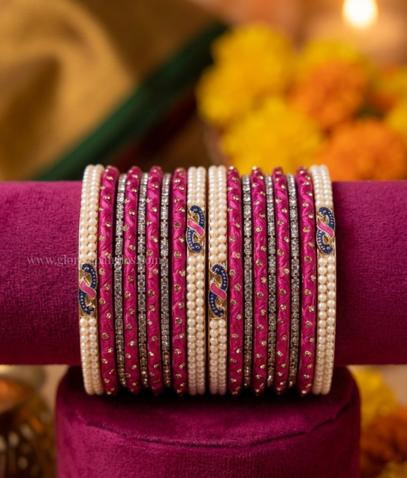 Royal Pink Pearl AD Bangle Set